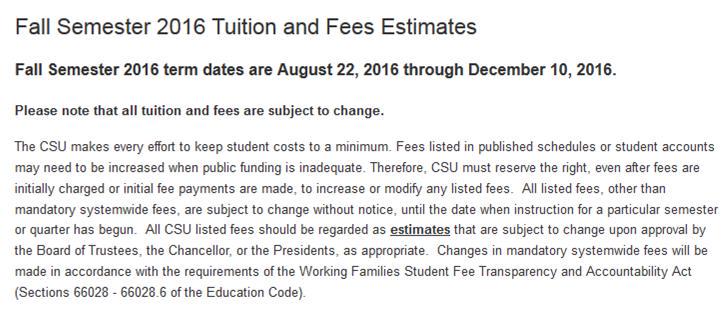 CalStateLA_Q2S's tweet photo. Fall Semester 2016 Tuition and Fees Estimates http://t.co/yq9NvWdFLv  @CalStateLA @csulaadmissions #CalStateLAQ2S http://t.co/NYRtZiQcBm