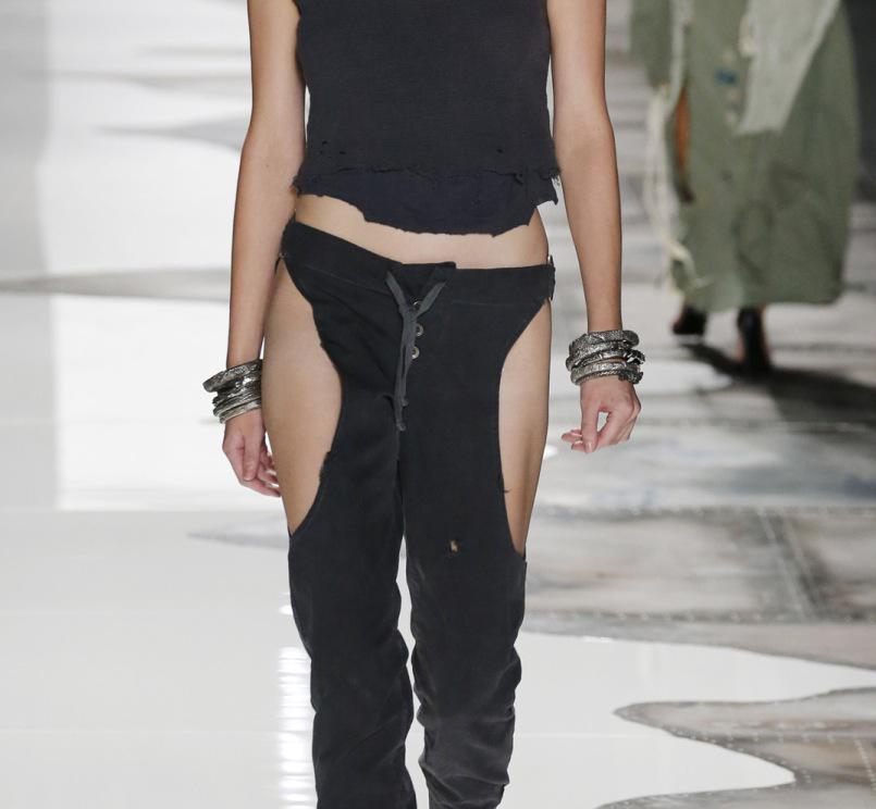 wwd's tweet photo. What's your take on Greg Lauren's cutout pants? #NYFW http://t.co/IU6nycQPFa http://t.co/jsZ9fdLU6x