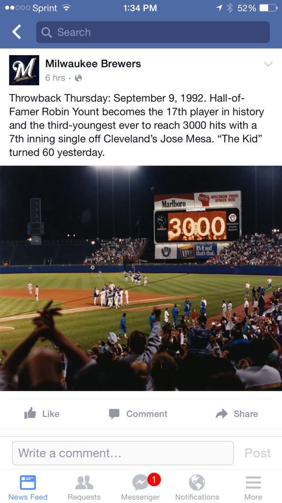 Waytopinkforyou's tweet photo. I was there and 6 years old when this happened. #yount3000 http://t.co/UqQyNmTYhs