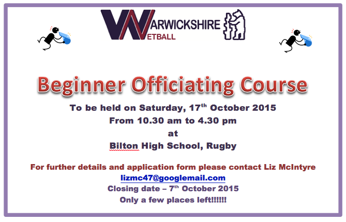 WCNetballA's tweet photo. Beginners Umpiring course in Warwickshire Sat 17th Oct. Contact lizmc47@googlemail.com for more info @WarwickNDO http://t.co/ydvGLSNpvw