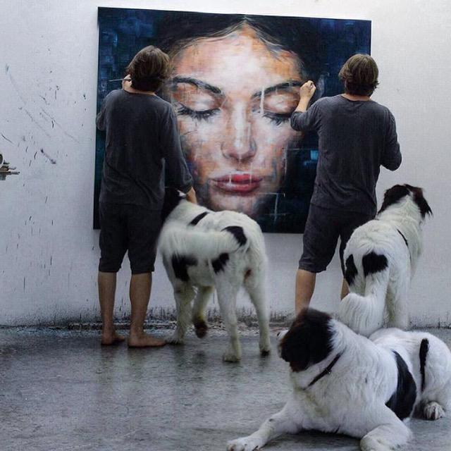 owgallery's tweet photo. Great shot of #HardingMeyer working on 'Untitled (37-2015) This painting just arrived 4 his upcoming #soloshow #art http://t.co/aRnrGzxwJX