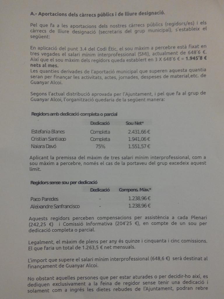 GuanyarAlcoi's tweet photo. Ací la proposta d'aportacions dels càrrecs públics de #GuanyarAlcoi a l'#AssembleaGA http://t.co/xCgImLSdbK
