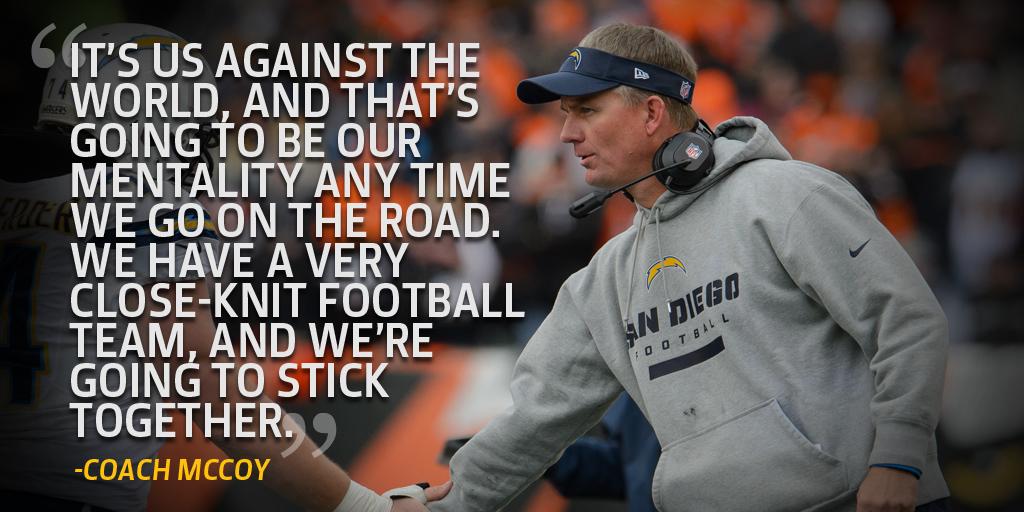 chargers's tweet photo. Us against the world. ⚡ ⚡

#SDvsCIN http://t.co/80En8uwSZv