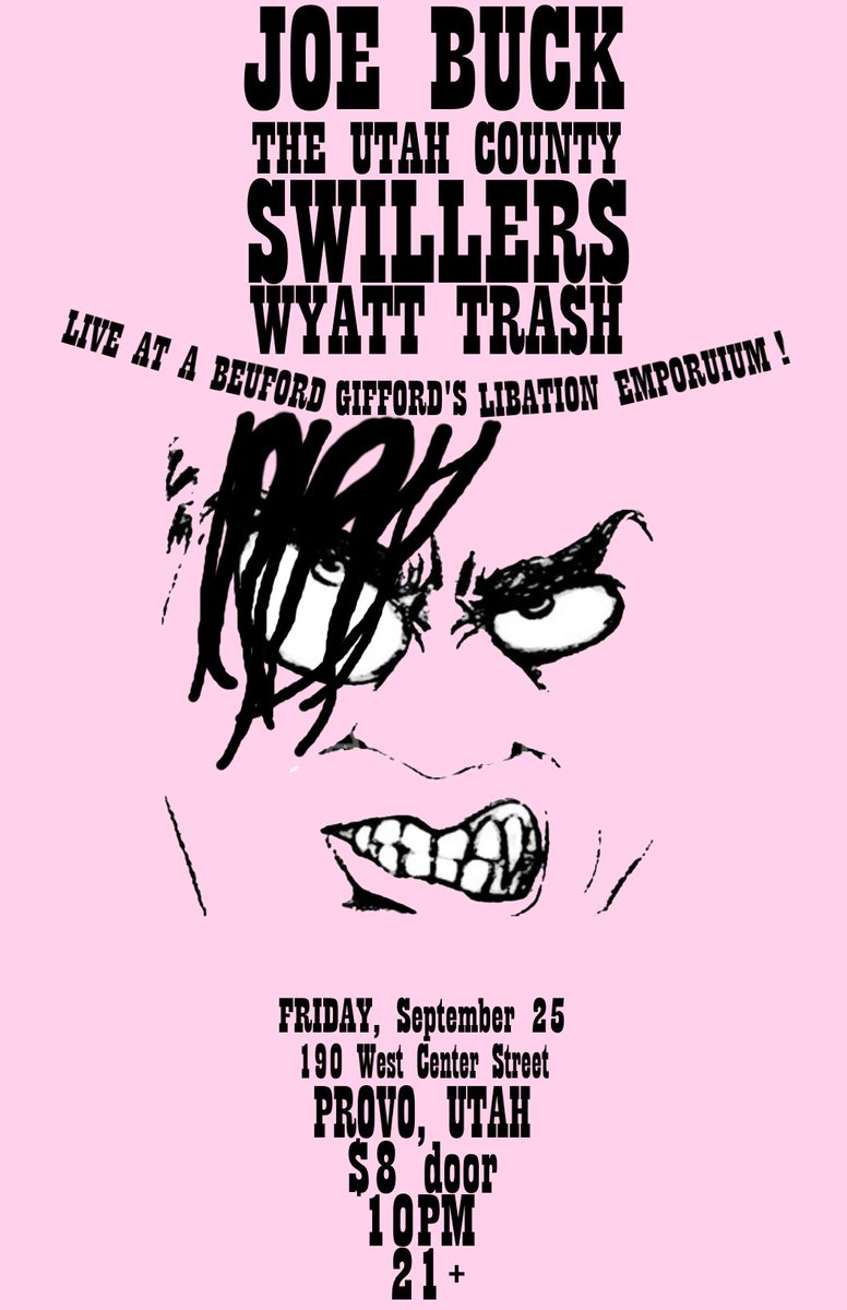 abgsbar's tweet photo. Jjoin us tomorrow for Joe Buck, The Utah Country Swillers, &amp; Wyatt Trash! It's sure to be a show you won't forget! http://t.co/4nfG9g5GuW