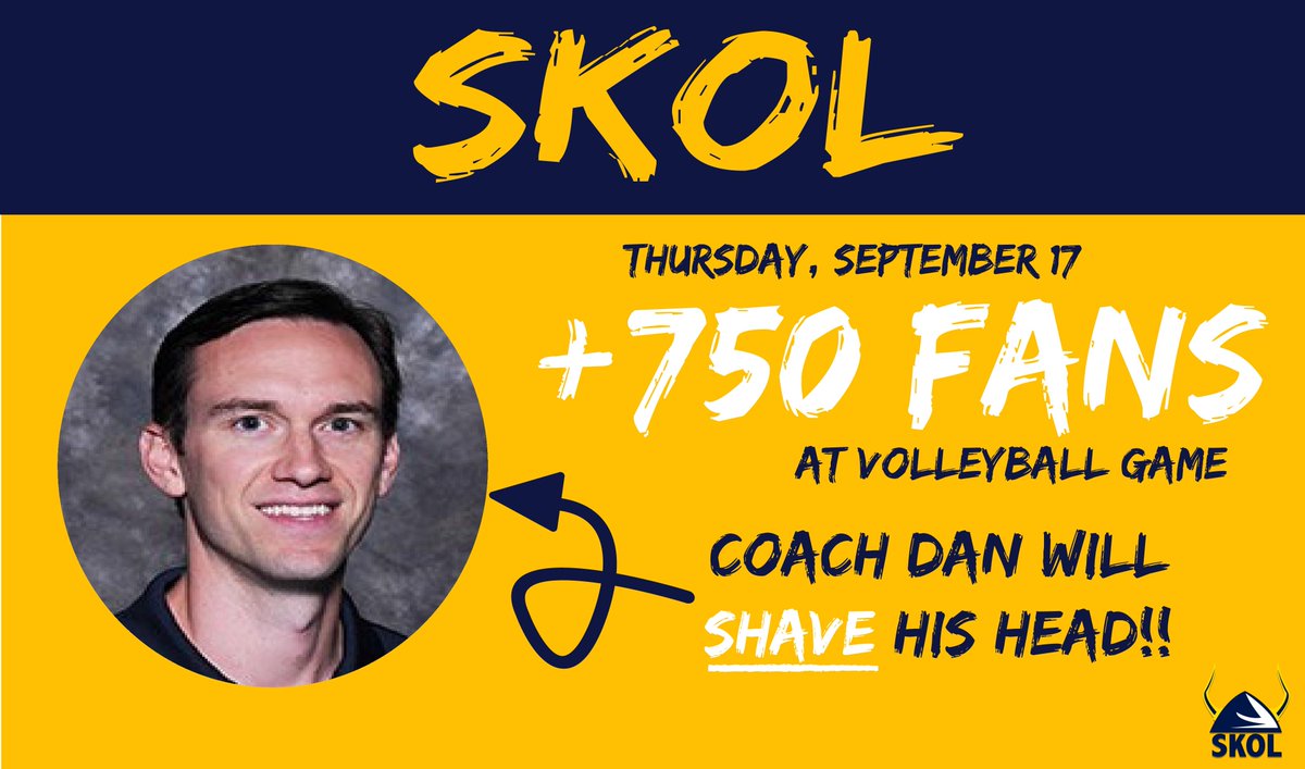 augieSKOL's tweet photo. TONIGHT: @AugieVolleyball at 7:00 pm at the Elmen Center! 750 fans and Coach @danmeske shaves his head. #AugieSKOL RT http://t.co/ug2za0V0U5