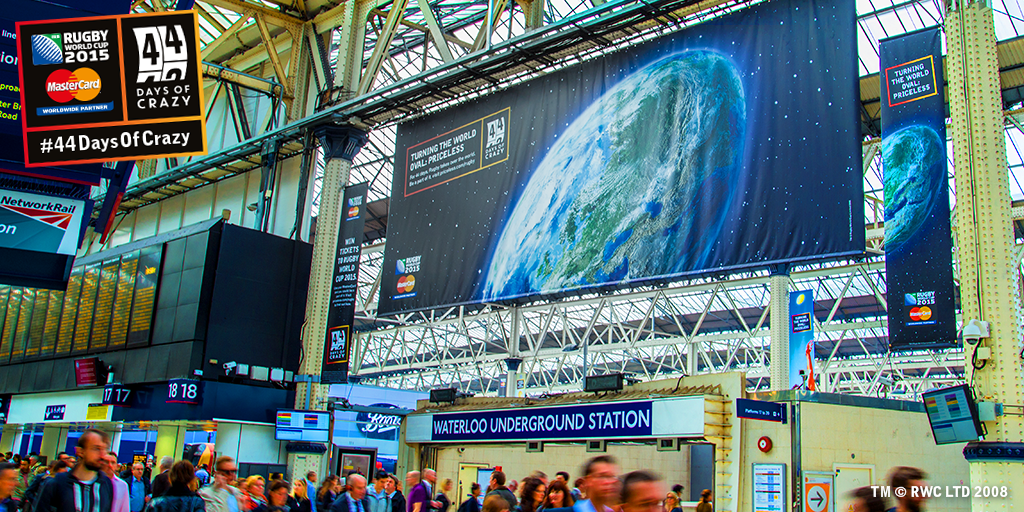 MastercardUK's tweet image. Today, we turned London's busiest station oval for #RWC2015. Tomorrow, it’s the world. #44DaysOfCrazy