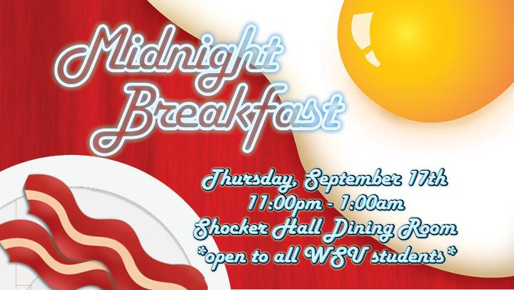 wsu_rsc's tweet photo. Midnight Breakfast starts at Shocker Hall in 7 hours!!! #shockerdining http://t.co/svqrdvtGlF