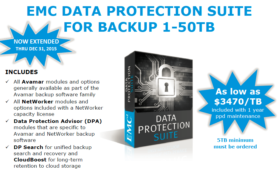 DellTechPartner's tweet image. Sell more EMC #DataProtectionSuite at the current 1-­50TB promotion! emc.im/6018BJZVj