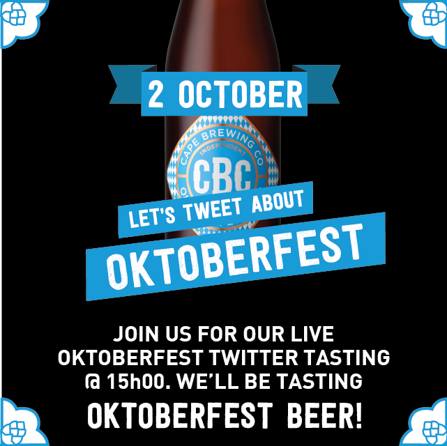 CapeBrewingCo's tweet photo. IT"S OKTOBERFEST TIME! starts this weekend! AND don't forget to join us 2 OCT @ 15h and taste OKTOBERFEST BEER! http://t.co/07z8ekkAR1