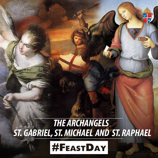 WashArchdiocese's tweet photo. Happy #FeastDay of the #Archangels Sts. Michael, Gabriel and Raphael! http://t.co/YKq69FfgqB