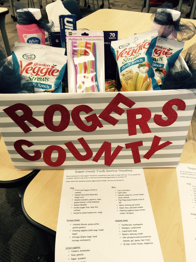 The LPN class is collecting items for Rogers a County Youth Services. Let us help them!