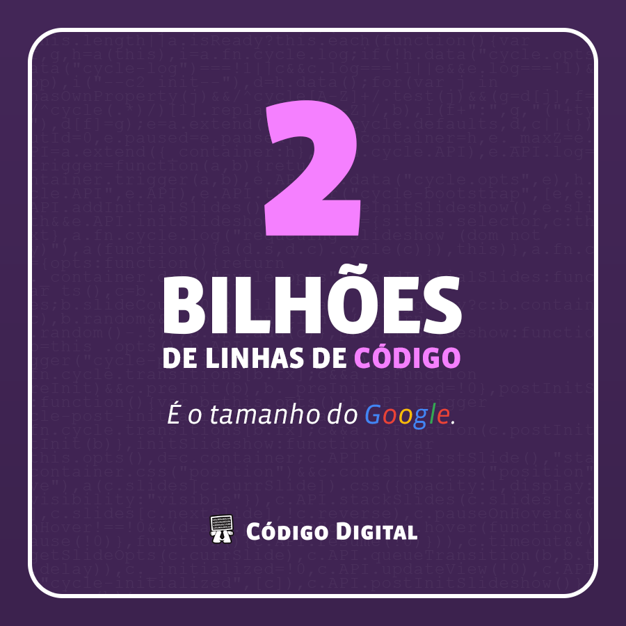 codigodigital's tweet photo. Já se perguntou qual o tamanho do Google? Rachel Potvin, gerente de engenharia da empresa, responde: http://t.co/cmmIADfQ8i