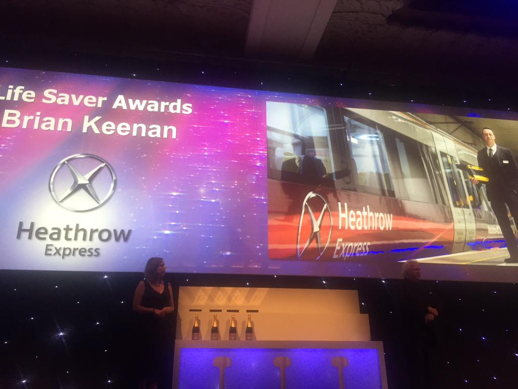 Life Saver Award for @HeathrowExpress Brian Keenan #natrailawards #railhero