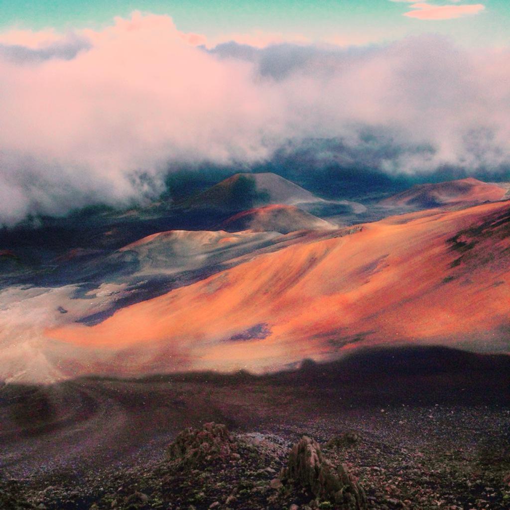 10,000 feet about sea-level looking down the crater of the Haleakala Volcano!