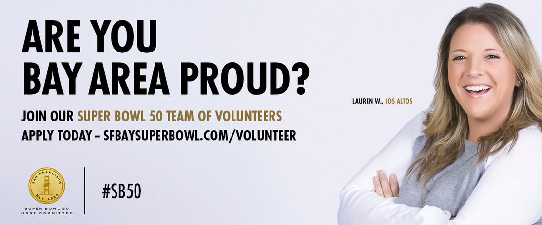 superbowl50's tweet photo. Interested in volunteering for the Super Bowl 50 Host Committee? Apply today http://t.co/uS7eMpdQSu #SB50volunteer http://t.co/9BlfBMV31A