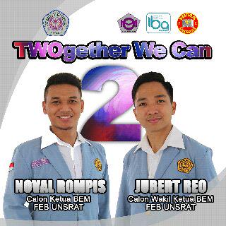 Diucapkan bnyak slamat kepada #NovalRompis &amp; #JubertReo. Sbagai Ketua dan Wakil ketua Badan Eksekutif Mahasiswa FEB.