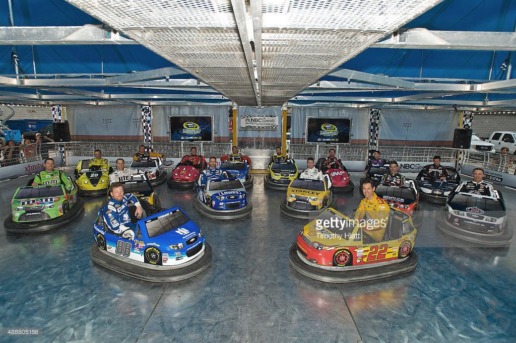 timothy_hiatt's tweet photo. Because sometime you just have to get photos of NASCAR drivers in bumper cars... #beatsarealjob http://t.co/T782lAyEB5