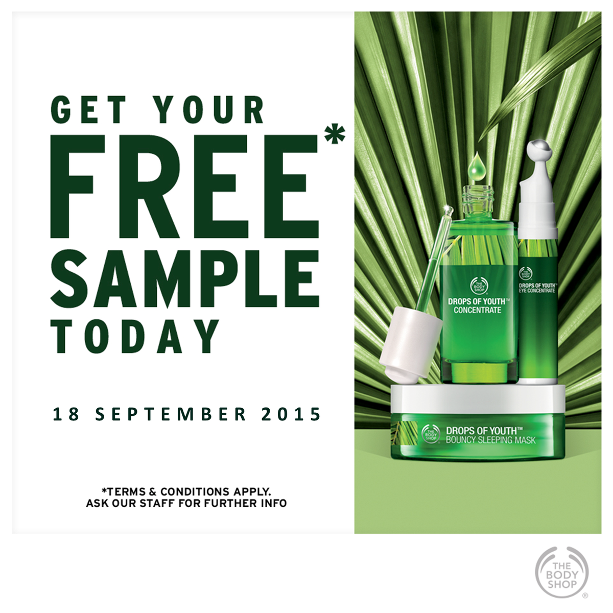 thebodyshopindo's tweet photo. Penasaran dgn #DropsOfYouth? RT &amp; tunjukkan tweet ini ke store TBS terdekat u/ mndapat Free Sample! *whilestocklast http://t.co/YaaVG5pYQO