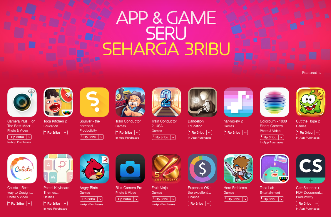 iAppCreation's tweet photo. We’re excited to be participating in the @AppStore Amazing Apps &amp; Games! 🇮🇩 http://t.co/p6BPQ0LAev #AppStoreOffers http://t.co/aJjggswcO1