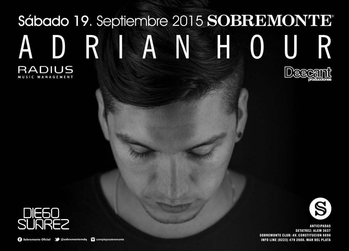 Deecantprod's tweet photo. Este Sabado @adrianhour en @SobremonteMDQ http://t.co/VnMCuZyAWo