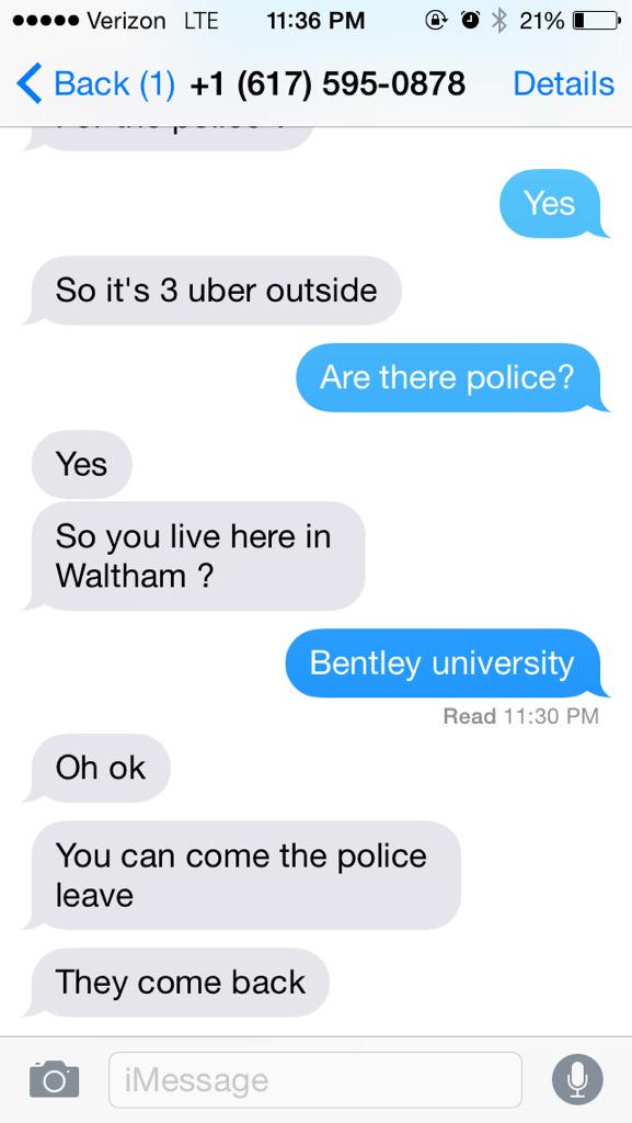 NicoleeMancini's tweet photo. My conversation with the uber http://t.co/fEIHAj9NEh