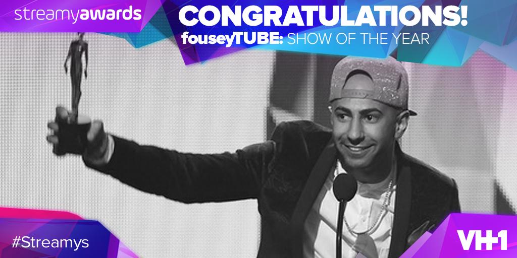 streamys's tweet photo. SHOW OF THE YEAR

GOES 

TO...

@fouseyTUBE!  

#Streamys #CongratsFousey http://t.co/Jud9peaGmf
