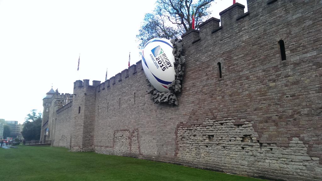 WalesOnline's tweet image. Not that Wales is taking #RWC2015 seriously or anything but we have just done this to Cardiff Castle #WAL