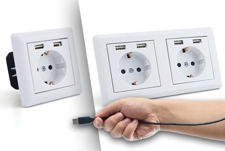 Enkele of dubbele wandcontactdoos met #USB-poorten. #Aanbieding. 70% #korting! ow.ly/Snedx