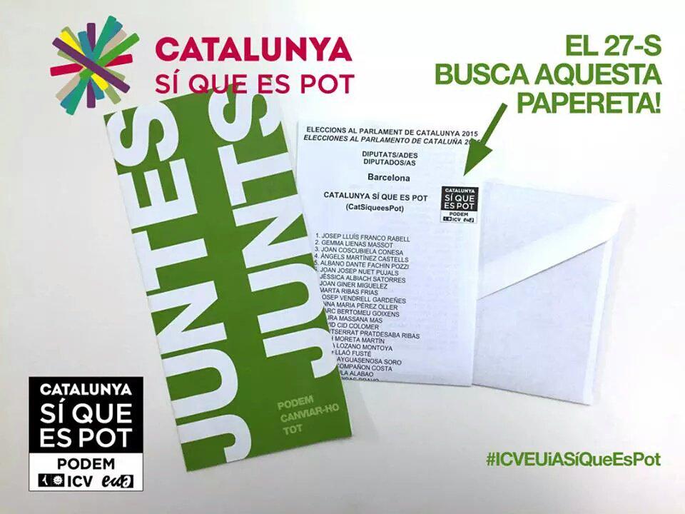 rogeramigo's tweet photo. El 27-S busca aquesta papereta. #LaCatalunyaDeLaGent #ICVEUIASíQueEsPot #Gracia #Vallcarca #elColl #laSalut #Grassot http://t.co/qtHJl0xUcg