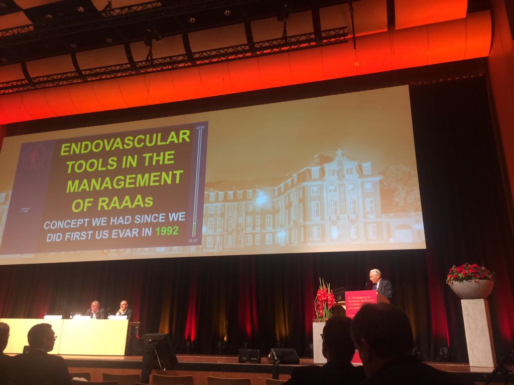 aorticsurgeon's tweet photo. Always a classic. Frank Veith talking about ruptured aneurysms at the #DGG2015 http://t.co/0fuTfwkqgs