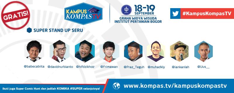 KompasTV's tweet photo. Siapa komika #SUPER yg belum tampil hari ini? Ntn mereka besok di #KampusKompasTV ya http://t.co/mGlnRiFAnN http://t.co/tQooZSdNW3
