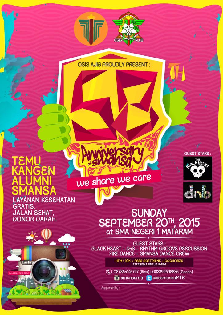 Jangan lupa saksikan Puncak HUT SMANSA Ke-58 hari Minggu, 20 September 2015 di SMANSA!😉