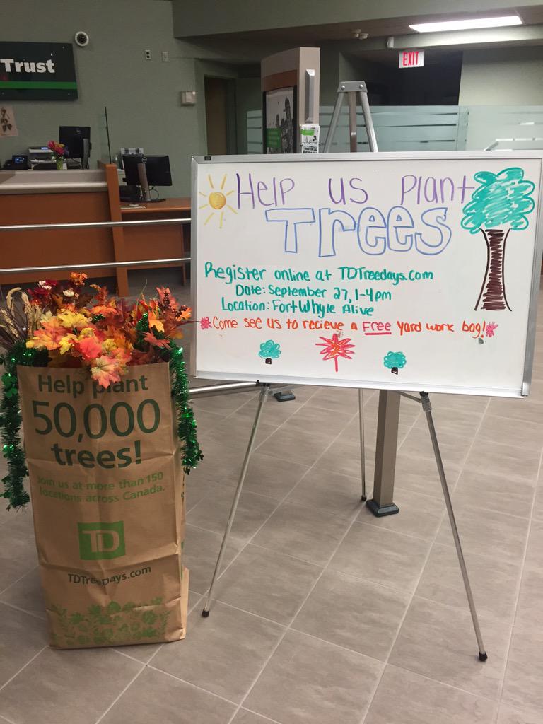toriaborelli's tweet photo. Branch 6972 celebrating #TDTreeDays! A great volunteer opportunity. Come see us/ online for more info!🌲🍂 #TeamRegent http://t.co/wKpqQ2MGKD