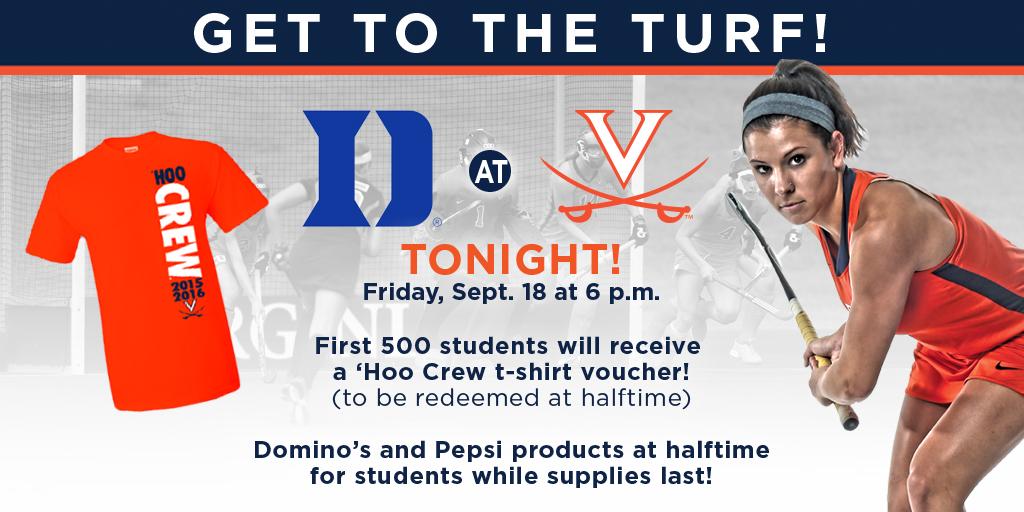UVAFieldHockey's tweet photo. Can't wait to see the @UVaHooCrew at Turf Field tonight. THANKS for all of your support! #BestStudentSection http://t.co/lAz4Bbh9ec