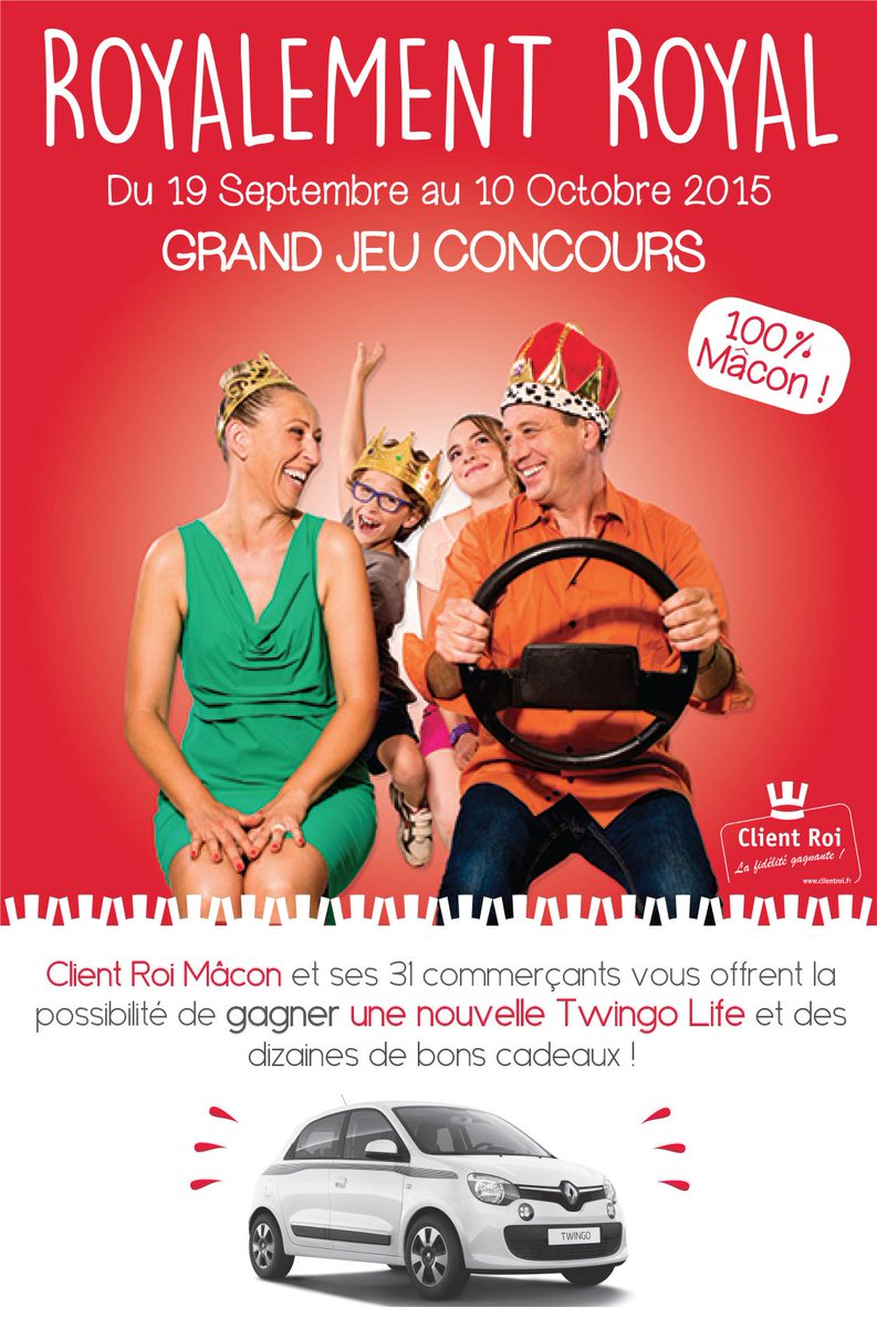 ClientRoi's tweet photo. Jeu Concours Client Roi à #Mâcon : Gagner la nouvelle Renault Twingo. Plus d'infos http://t.co/kIxGmCMH9H http://t.co/m0vLB8LKq2