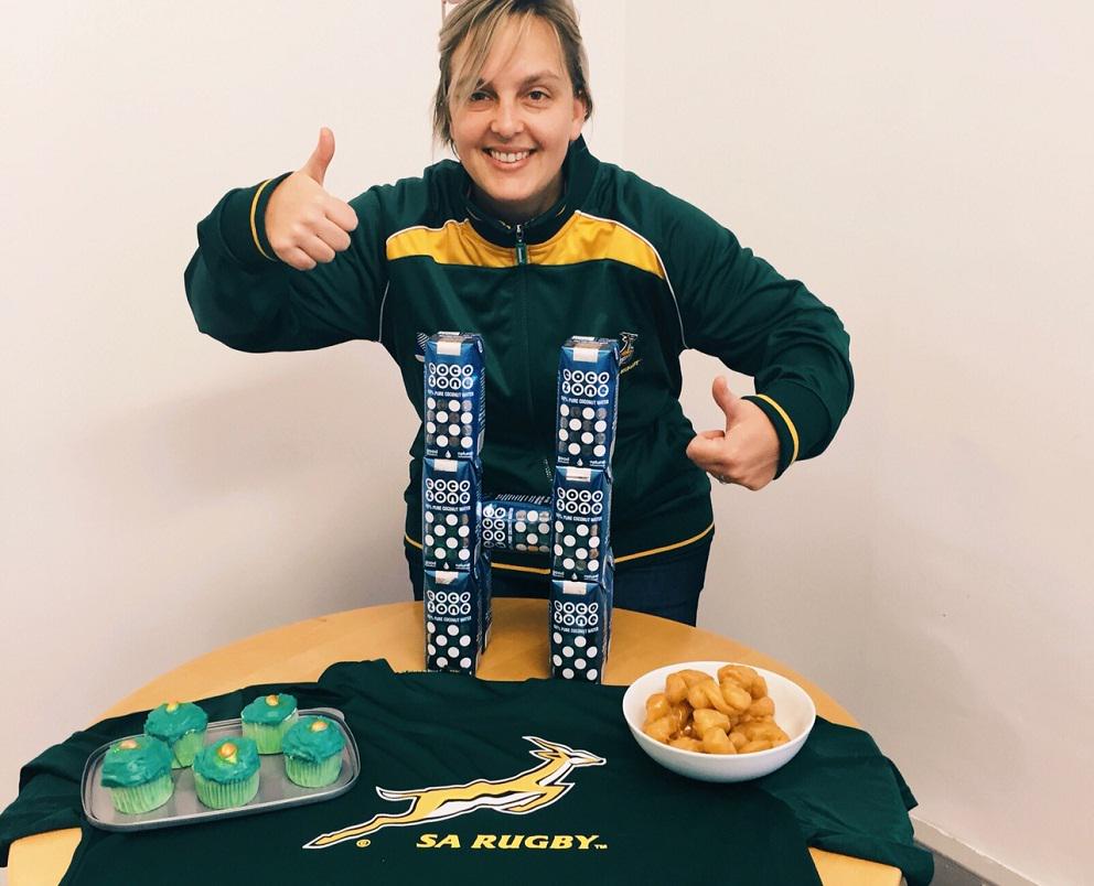 CocoZoneDrink's tweet photo. CocoZone HQ feeling the gees! #puregoodness #BokFriday #RugbyWorldCup @Springboks #greenandgold #MakeItaHomeGame http://t.co/uqsqeBzmeA