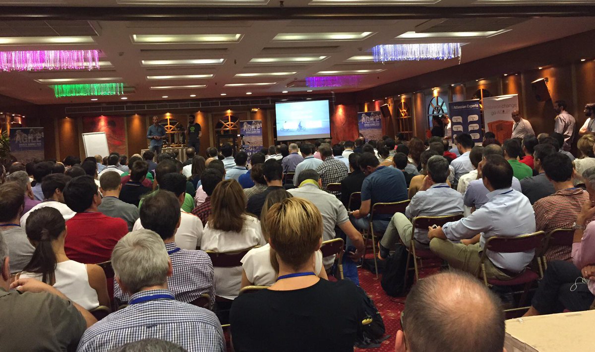 AcmAgile's tweet photo. It's #agrs2015 Keynote Session, great crowd at the first ever Agile Greece Summit. @AGsummit2015 http://t.co/4foockJBGu