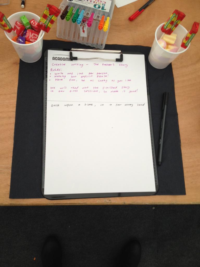 OBUWriting's tweet photo. We're here! We have sweets, the 2014 anthology, and a fresher's story to contribute to😊 @BrookesUnion #freshersfair http://t.co/nOoE6y4aag