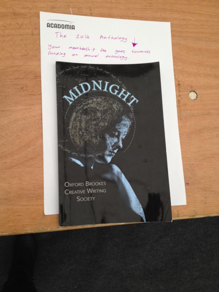 OBUWriting's tweet photo. We're here! We have sweets, the 2014 anthology, and a fresher's story to contribute to😊 @BrookesUnion #freshersfair http://t.co/nOoE6y4aag