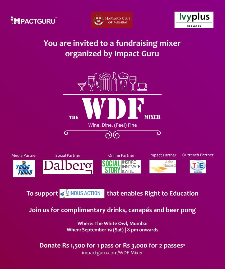We'll be supporting #Children's #RightToEducation at WDF Mixer, join us impactguru.com/harvard