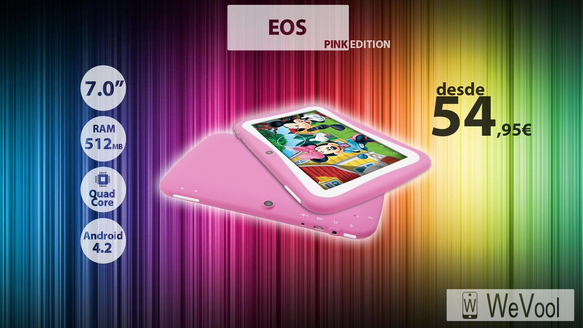 WeVool's tweet photo. Tablet WeVool EOS Kids Pink Edition.
#WeVool #Tablet #Kids #Niños #TabletNiños #DivertirseAprendiendo #weekend http://t.co/bZLUWzsiKU