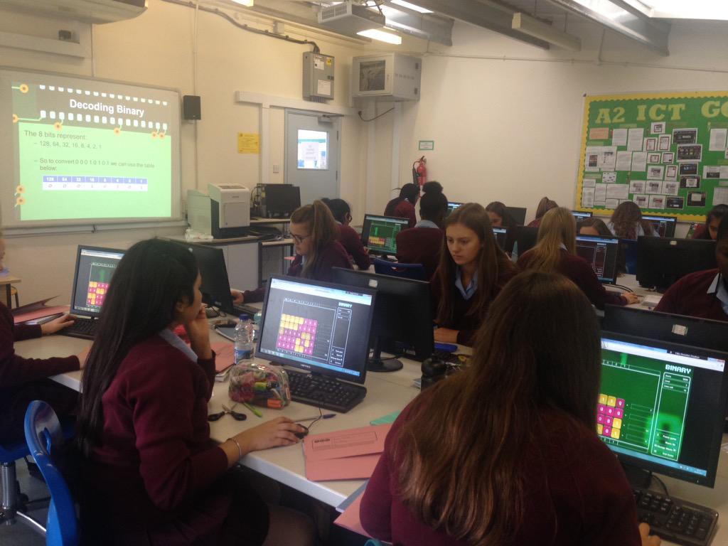 WGSGICT's tweet photo. My year 9s don't want to leave my lesson! Told them binary can be fun 😄 #computing http://t.co/vnQIOWxd16