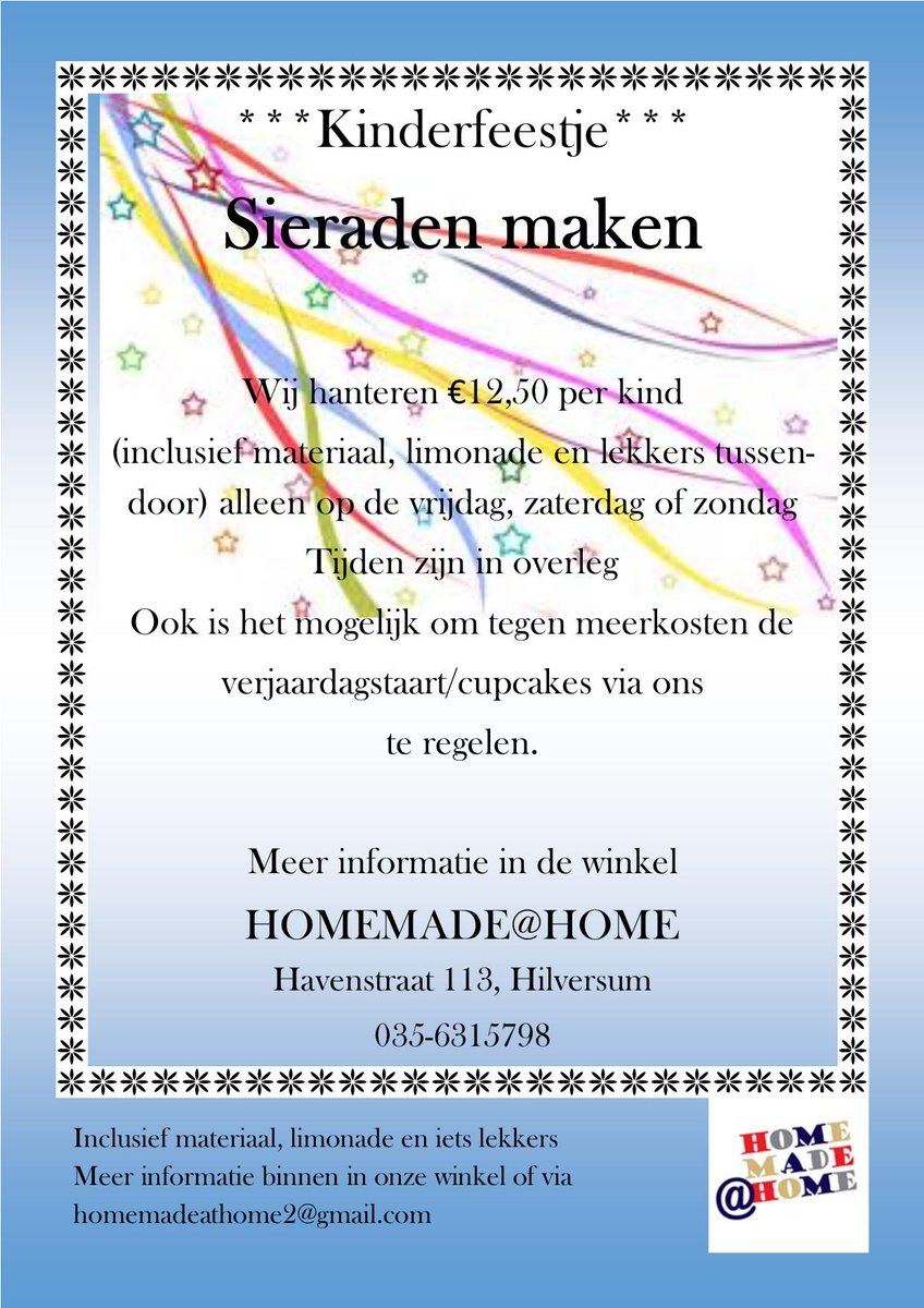 Kinderfeestje binnenkort? Wij bieden in ons atelier ook creatieve kinderfeestjes! @regio_Hilversum <a href="/Hilversumtweet/">HilversumTweet</a>