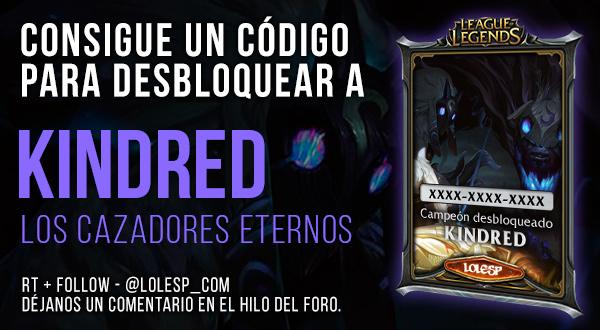 Lolesp_com's tweet photo. ¡Consigue un código para desbloquear al nuevo campeón Kindred y su skin de lanzamiento!-> http://t.co/y2aTo3sJCx http://t.co/uG1dFFyEnu