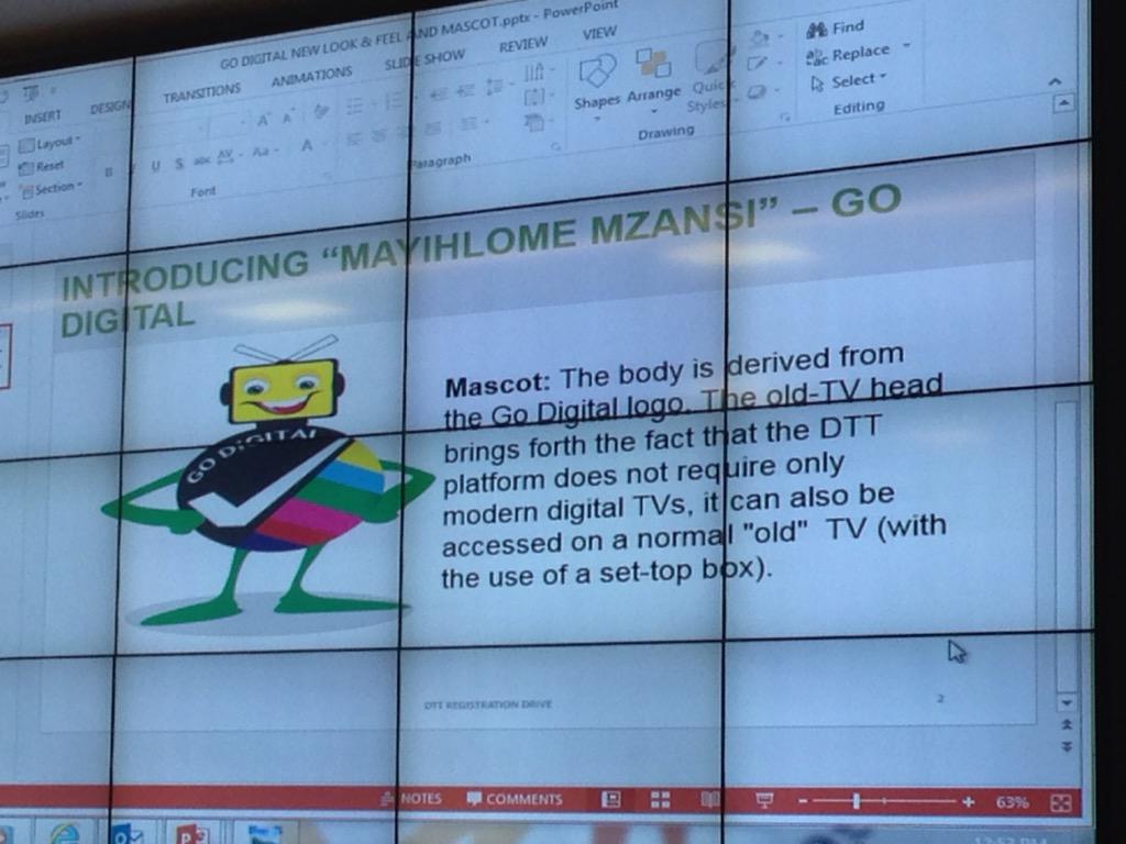 GCISMedia's tweet photo. The #DTTGoDigital Mascot 'Mayihlome Mzanzi' has been revealed http://t.co/ArUHSmQsF3