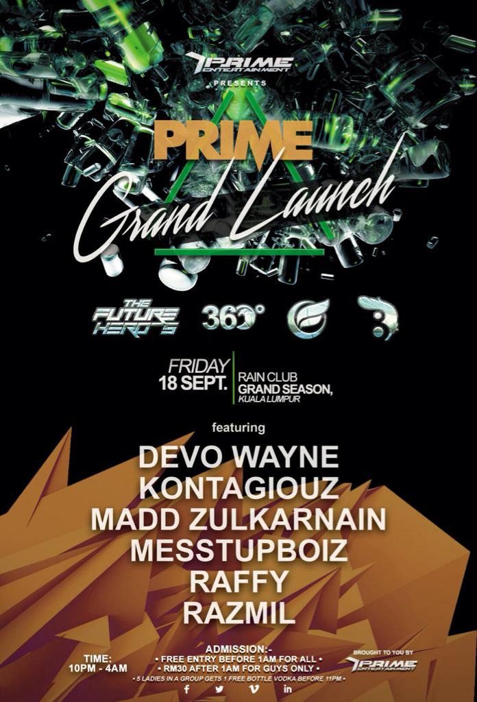 anqsays's tweet photo. PRIME GRAND LAUNCH HAPPENING TONIGHT! FREE ENTRY FOR ALL BEFORE 1am! http://t.co/zymebrrXIH