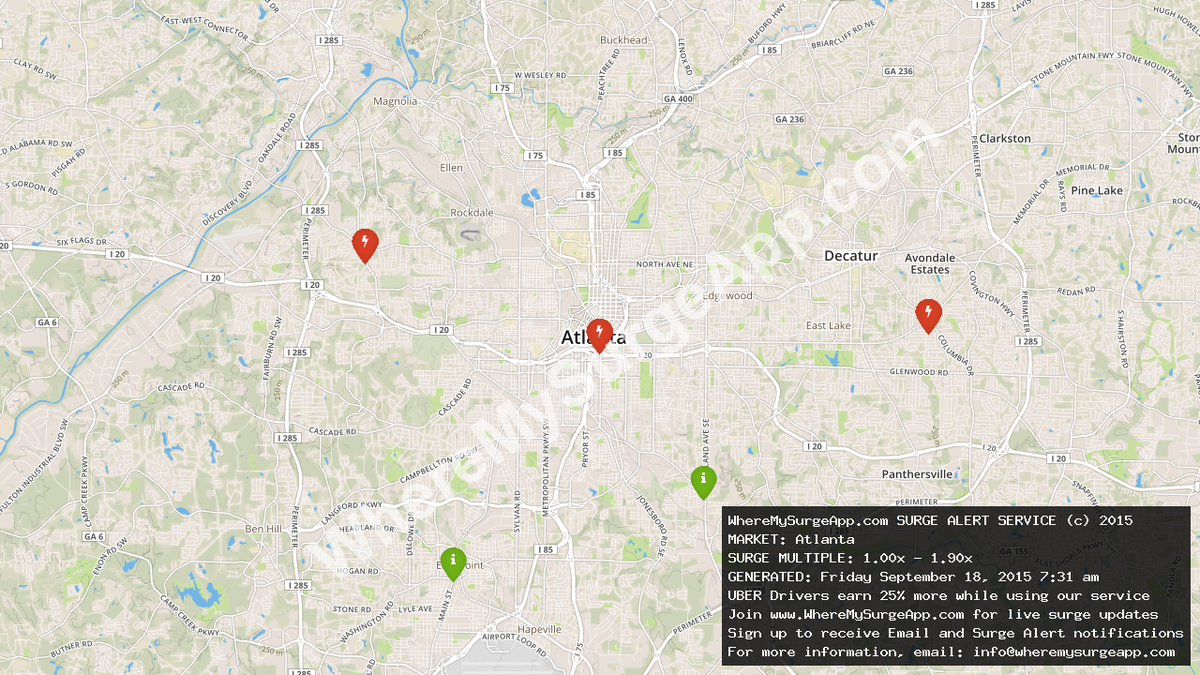 WhereMySurgeApp's tweet image. Nothin but SURGE money is waiting for #UberPartners up in Atlanta! #ridesharing #Uber_ATL #Atlanta