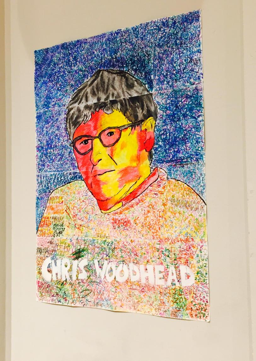 CulturalRachel's tweet photo. Art Poster celebrating #ChrisWoodhead in #NBHPrep school hall #education http://t.co/6M3x6rCxGH