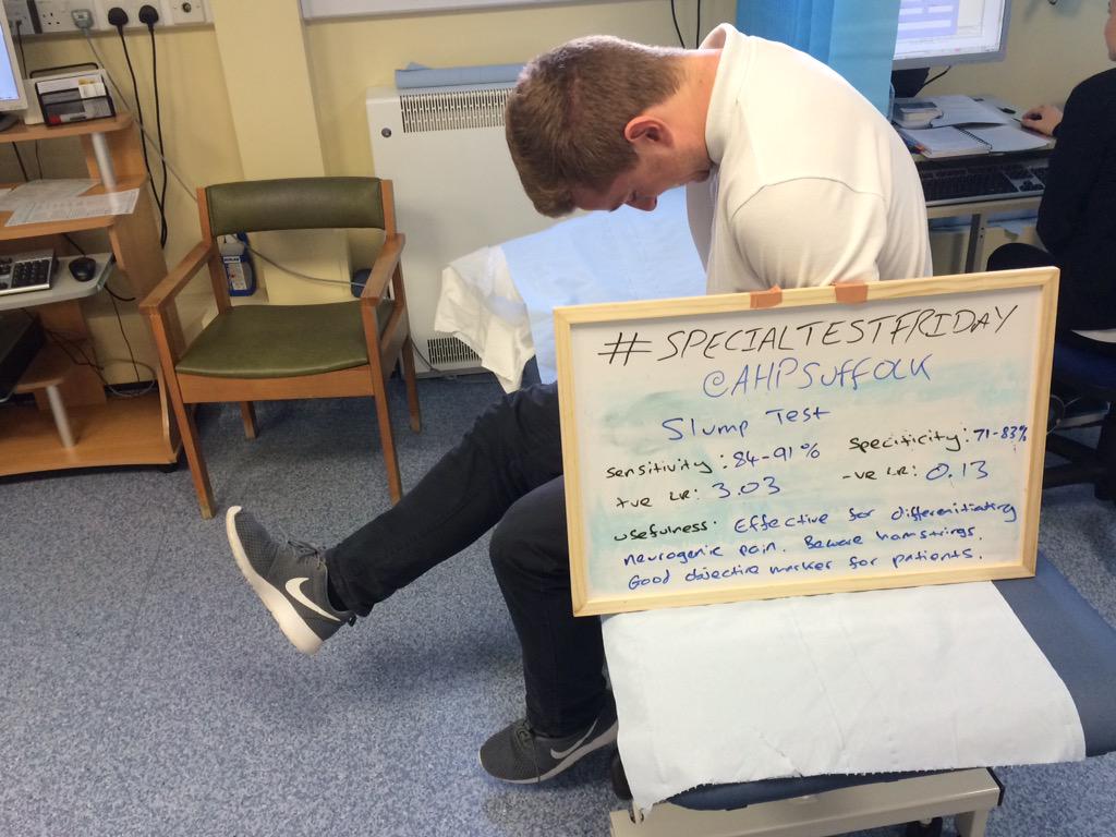 BScanes's tweet image. #specialtestfriday #slumptest good sensitivity, nice objective marker for patients @AHPSuffolk
