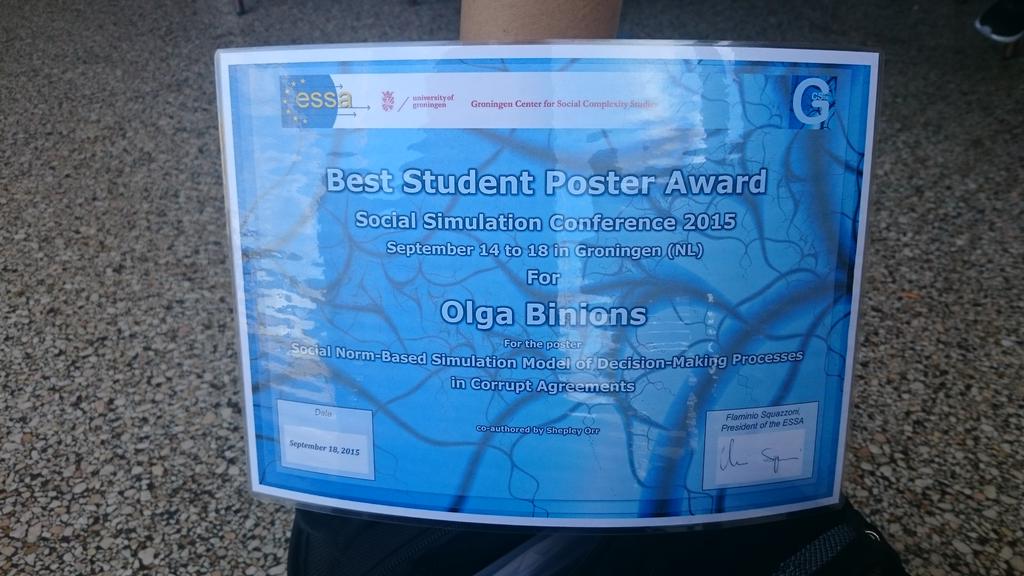 OlgaBinions's tweet photo. Had a great time at #ESSA2015. I come home enriched and with an award, @shepleyorr @NickTyler4 http://t.co/1i7ScI82cN